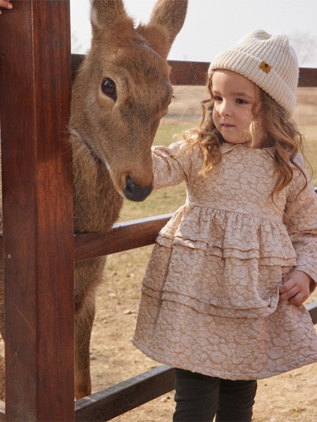 森虎儿童装2022秋冬季卡其色连衣裙