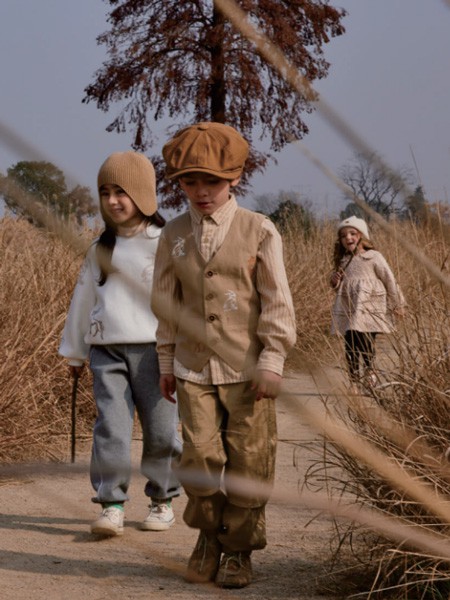 森虎儿童装2022秋冬季卡其色长裤