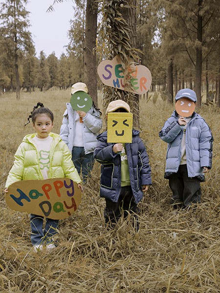 森虎儿童装2022秋冬季蓝色棉服