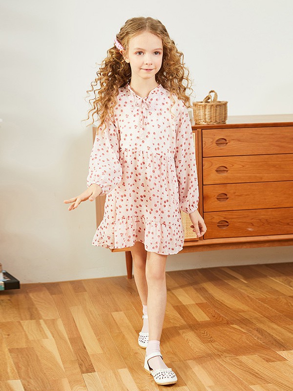 小虎帕蒂童装2023春夏季粉色连衣裙