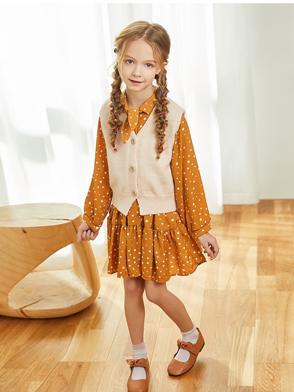 小虎帕蒂童装2023春夏季黄色连衣裙