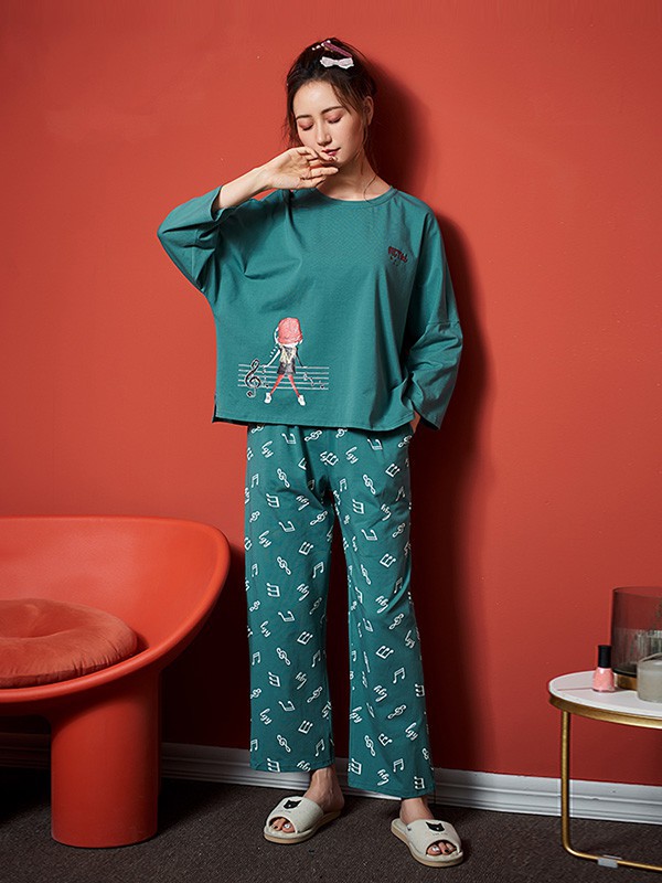 莎倩内衣2023春夏季绿色家居服