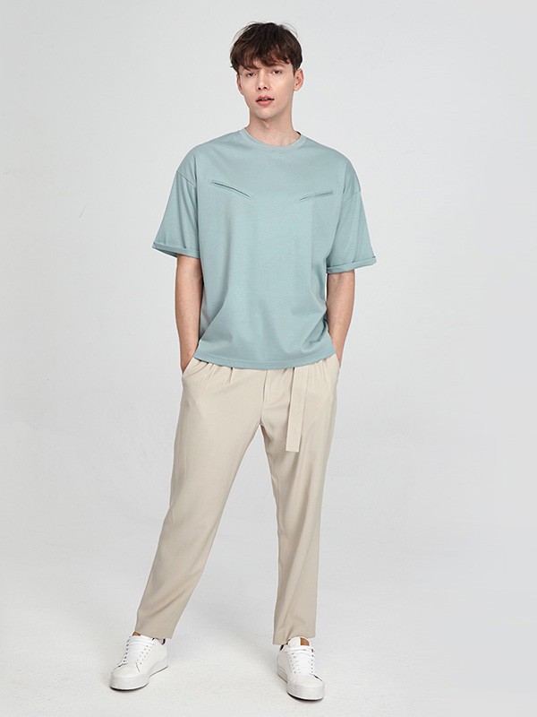 元本男装2023春夏季绿色T恤