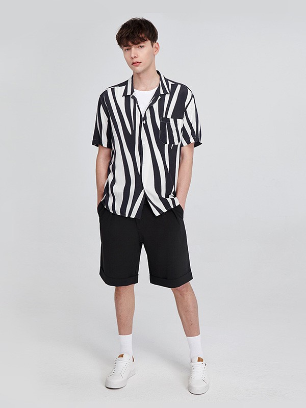 元本男装2023春夏季黑色短裤