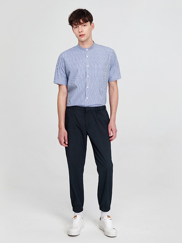 元本男装2023春夏季蓝色衬衫