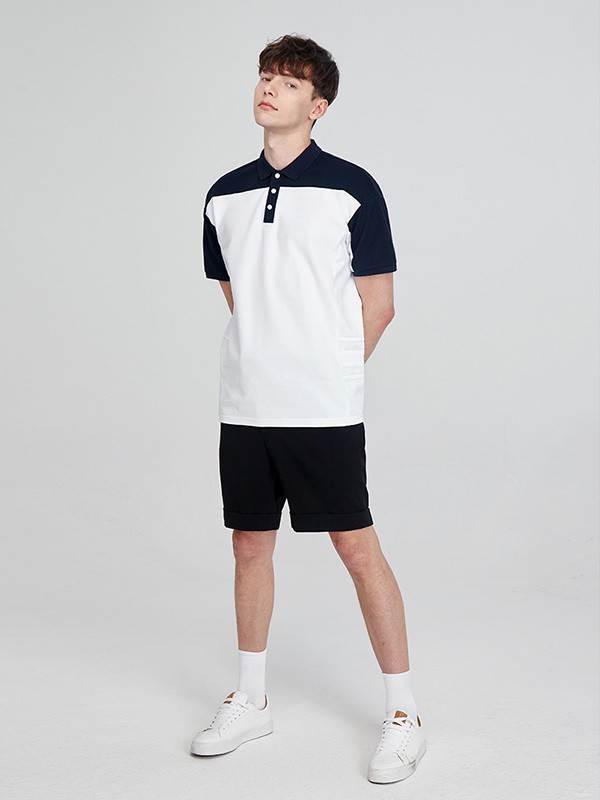 元本男装2023春夏季拼色polo衫