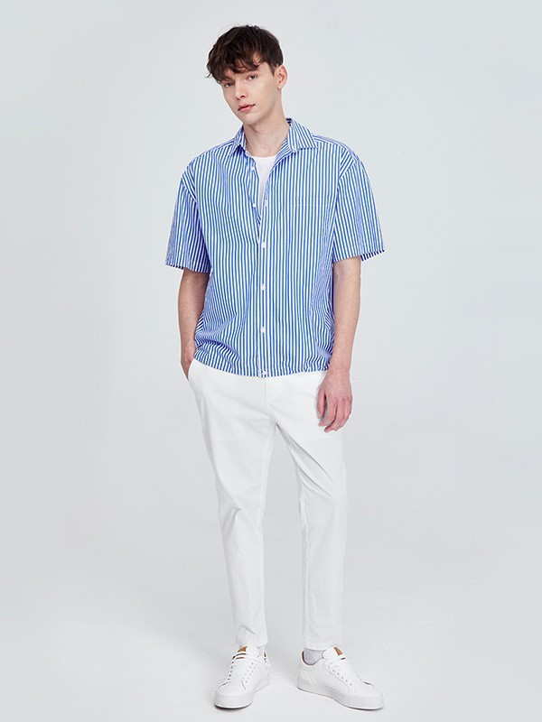 元本男装2023春夏季蓝色衬衫