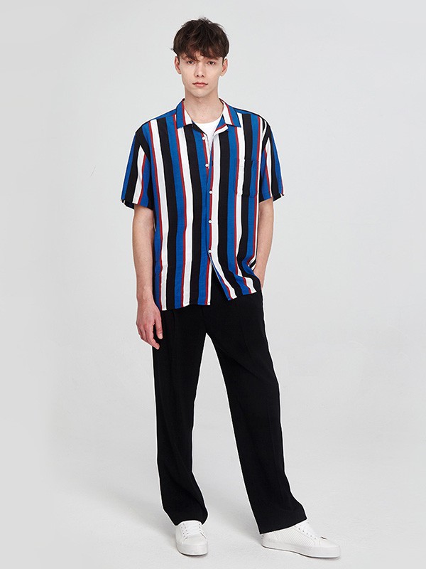 元本男装2023春夏季蓝色衬衫