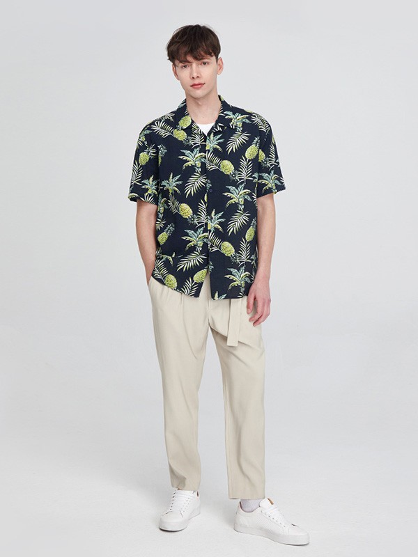 元本男装2023春夏季绿色衬衫