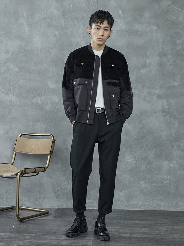 黑择明男装2023春夏季黑色外套