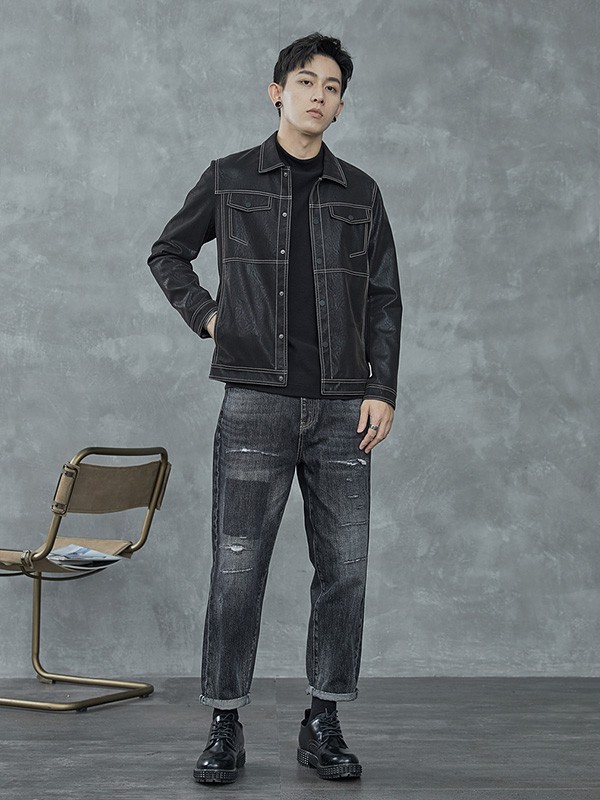 黑择明男装2023春夏季黑色T恤