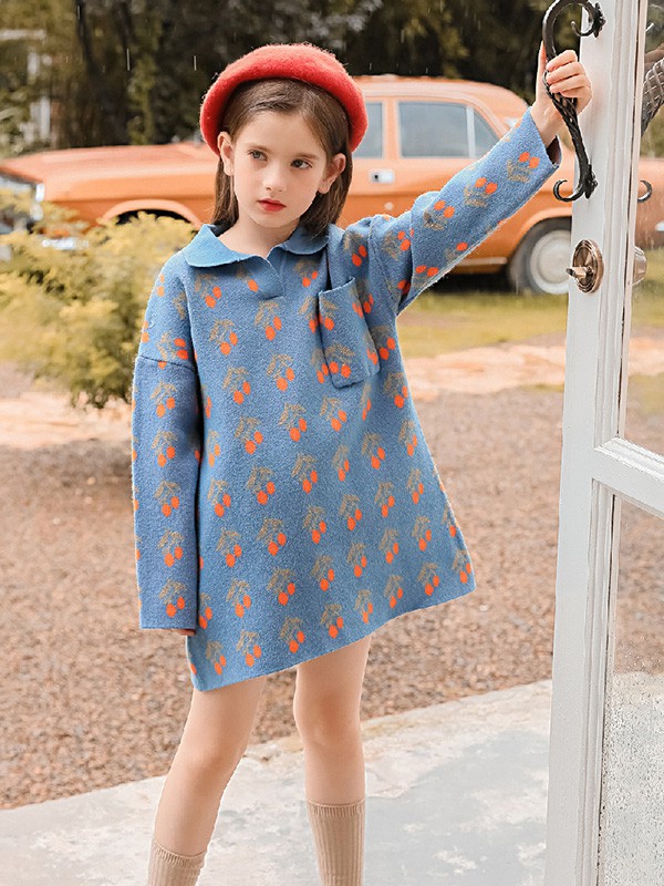 小叮尤尤童装2023春夏季蓝色连衣裙