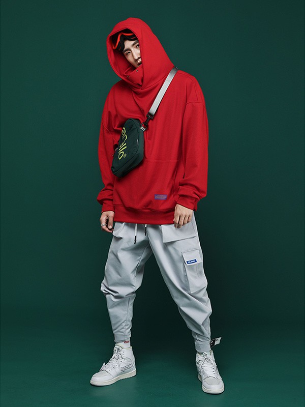 不计后果休闲装2023春夏季红色卫衣