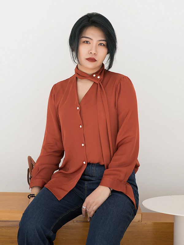 OUYALIN2023春夏季咖啡色衬衫