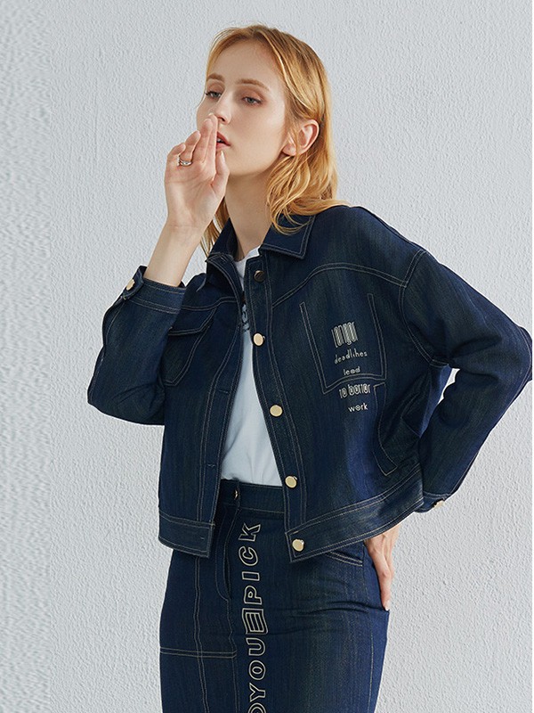 天谜女装2023春夏季藏蓝色短裙