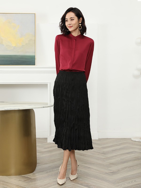 诗燕女装2023春夏季黑色长裙