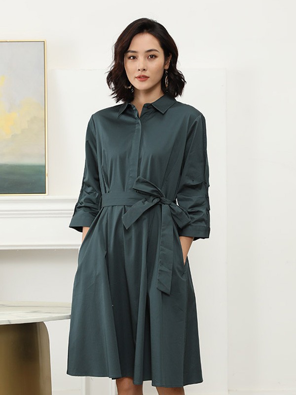 诗燕女装2023春夏季黑色衬衫裙