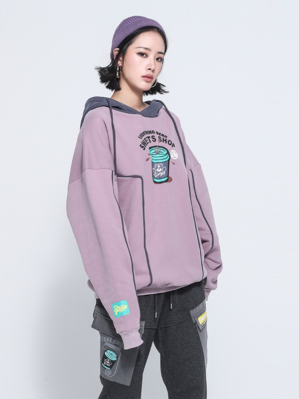 LIGHTNINGBEAR休闲装2022秋冬季粉色卫衣