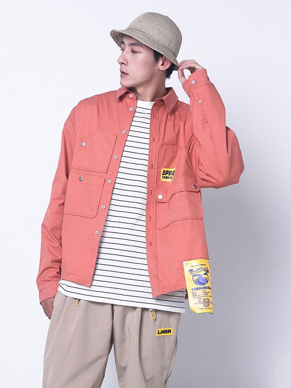 LIGHTNINGBEAR休闲装2022秋冬季粉色衬衫