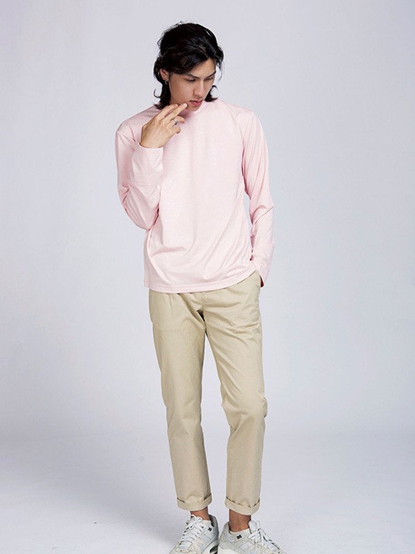 拉朗尼男装2022秋冬季粉色T恤