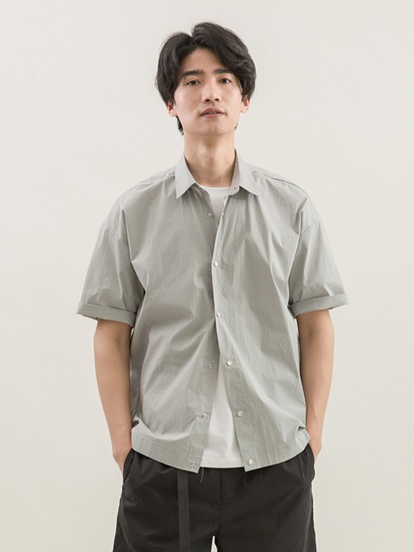 拉朗尼男装2023春夏季灰色衬衫