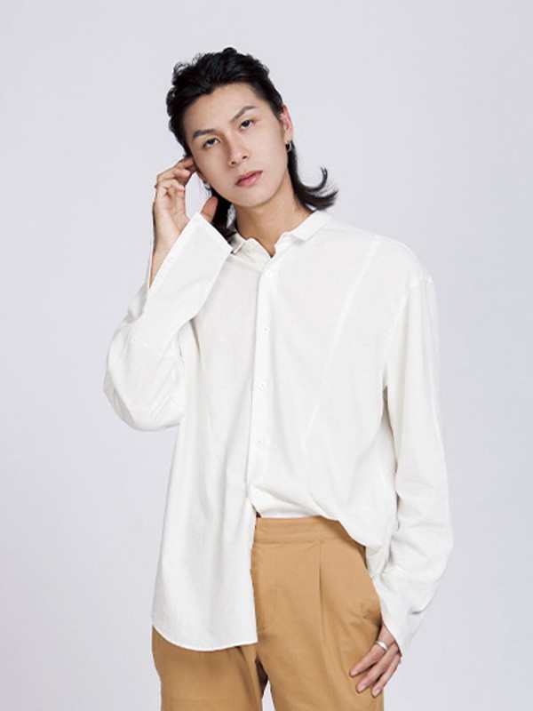 拉朗尼男装2023春夏季白色衬衫