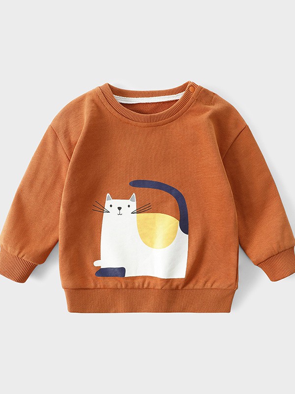 拉比树童装2022秋冬季咖啡色T恤