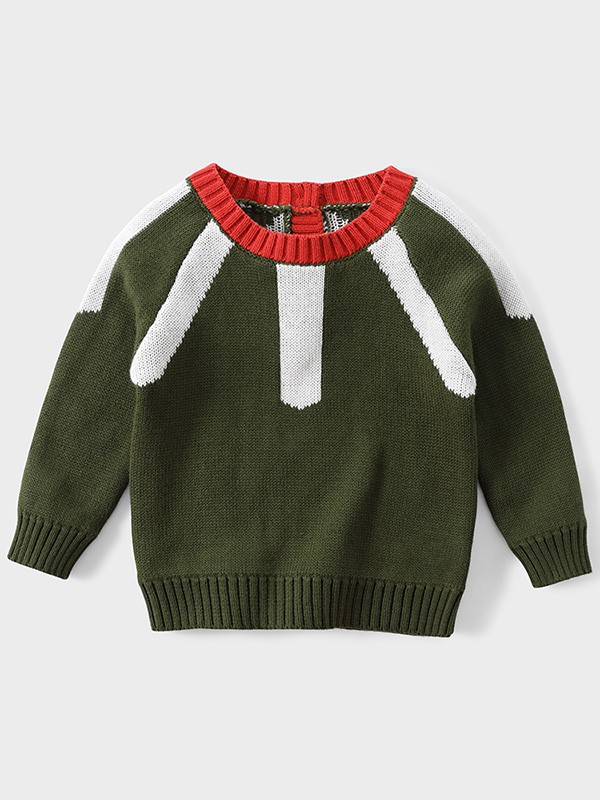 拉比树童装2022秋冬季军绿色T恤