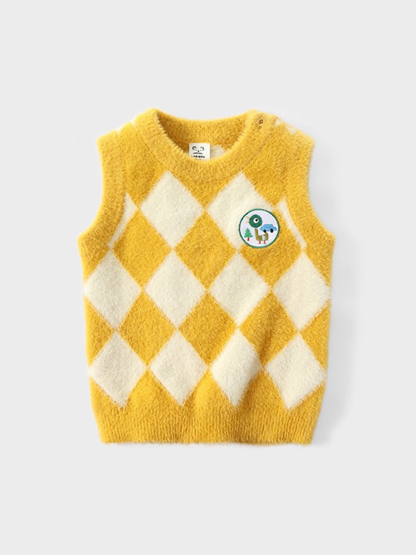 拉比树童装2022秋冬季黄色背心