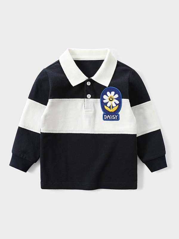 拉比树童装2022秋冬季拼色polo衫