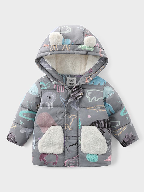 拉比树童装2022秋冬季灰色棉服