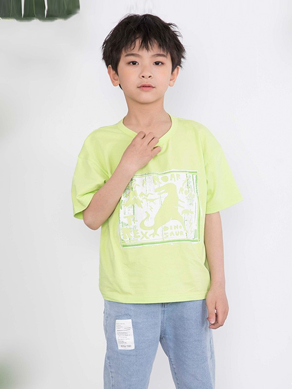 调皮孩子童装2023春夏季绿色polo衫