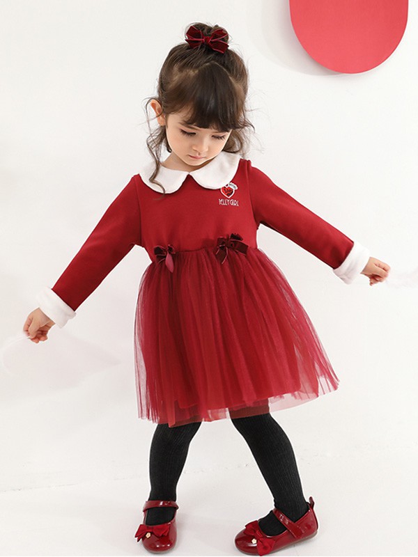 杰里贝比2022秋冬季红色连衣裙