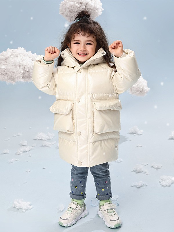 杰里贝比童装2023秋冬季白色棉服