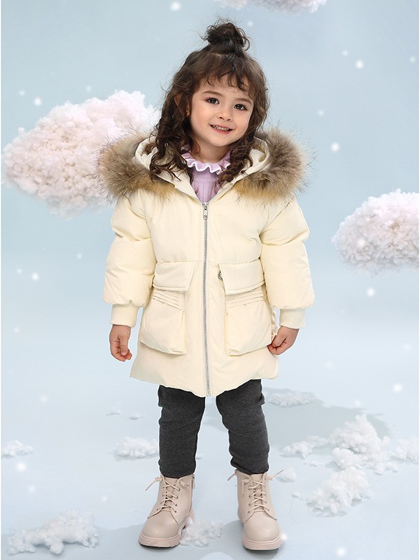 杰里贝比童装2022秋冬季米色棉服