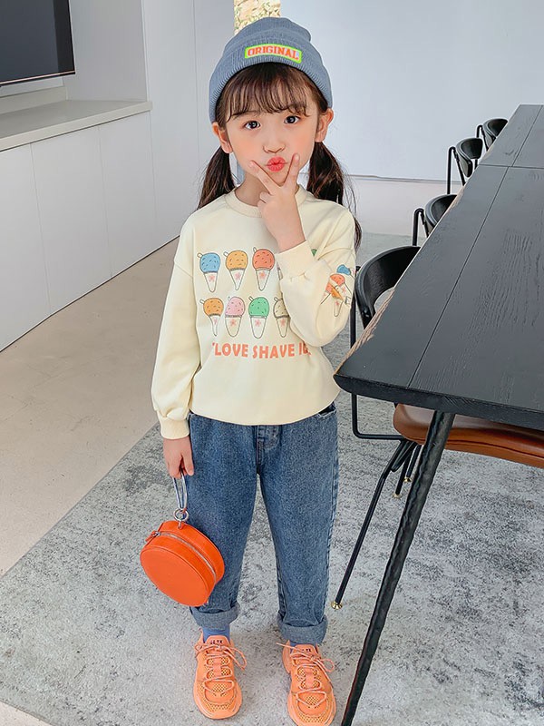 丫逗童装2023秋冬季米色T恤