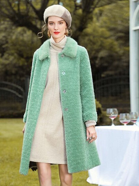 VzxQ女装2022秋冬季绿色大衣