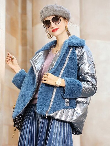 VzxQ女装2022秋冬季蓝色百褶裙