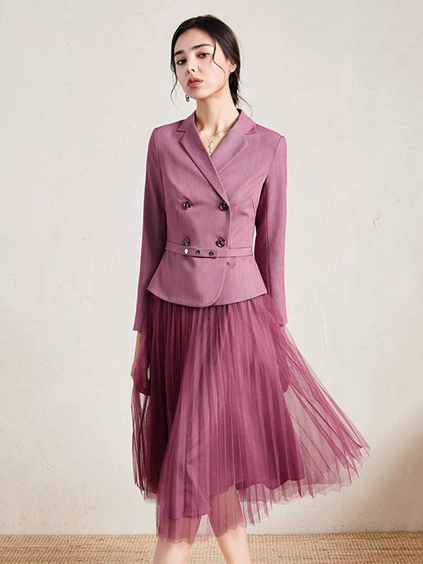 珂瑞思2023春夏季粉色百褶裙