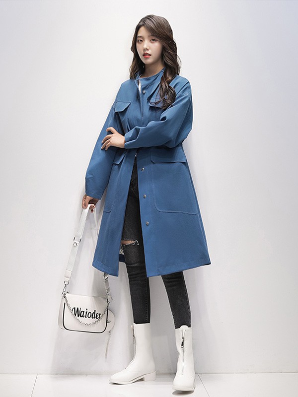 凯尔布拉迪女装2023春夏季蓝色风衣