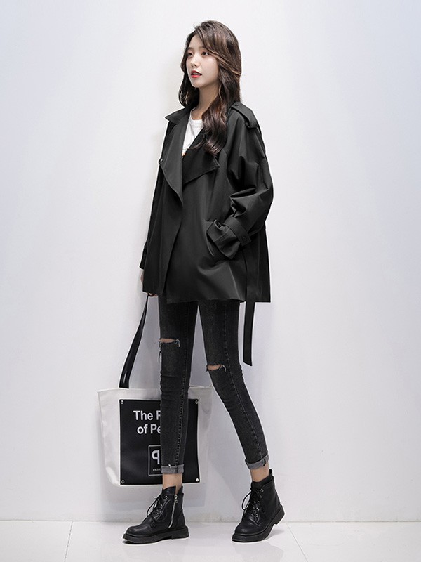 凯尔布拉迪女装2023春夏季黑色风衣