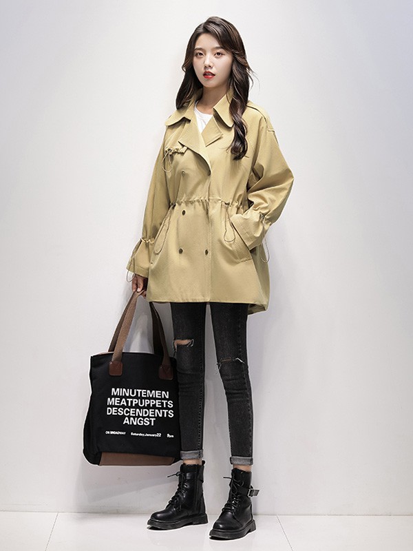 凯尔布拉迪女装2023春夏季卡其色风衣