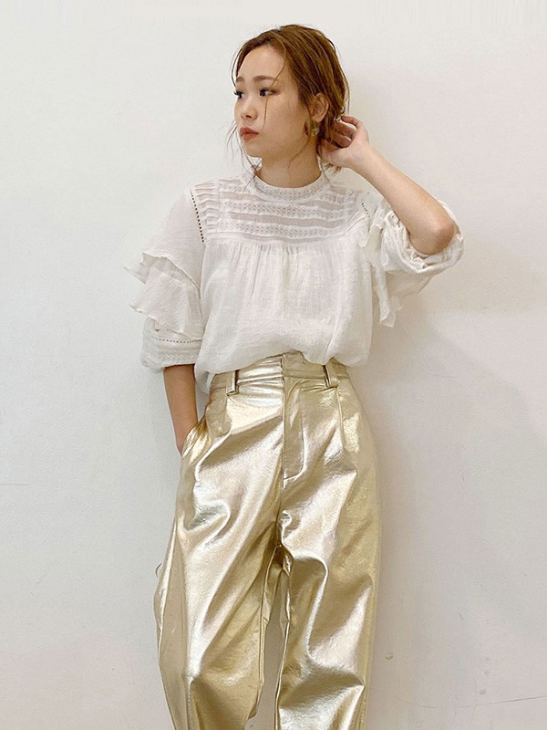 UNGRID女装2023春夏季白色雪纺衫