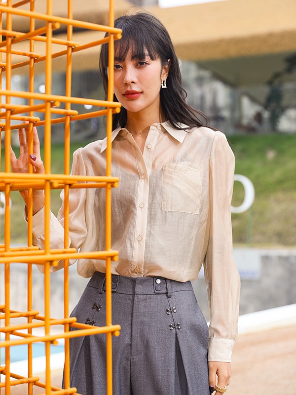 约布2023春夏季裸色衬衫