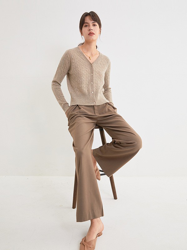 米梭2022秋冬季咖啡色长裤