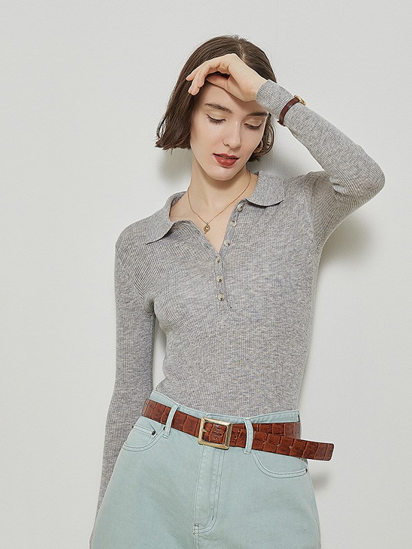 CIRCLOFY女装2022秋冬季灰色针织衫