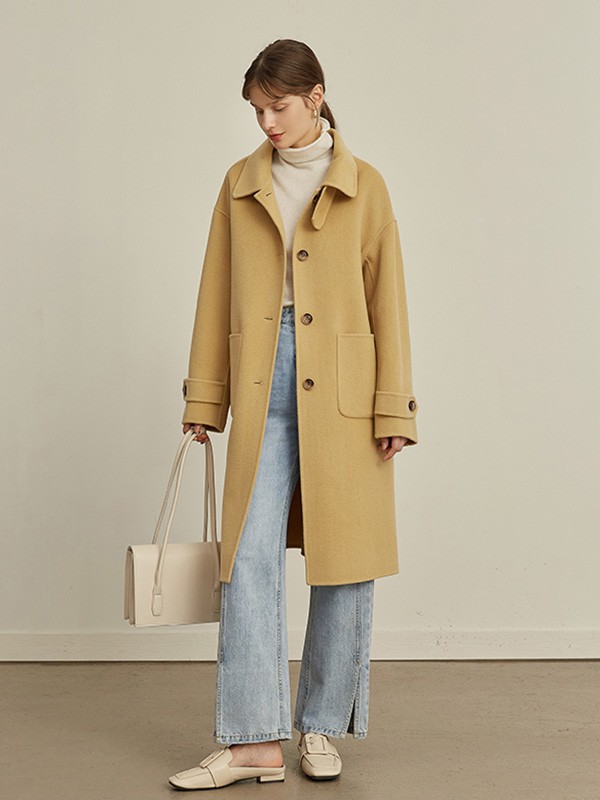 CIRCLOFY女装2022秋冬季卡其色大衣