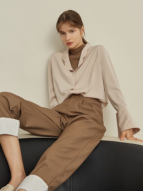 CIRCLOFY2022秋冬季棕色阔腿裤