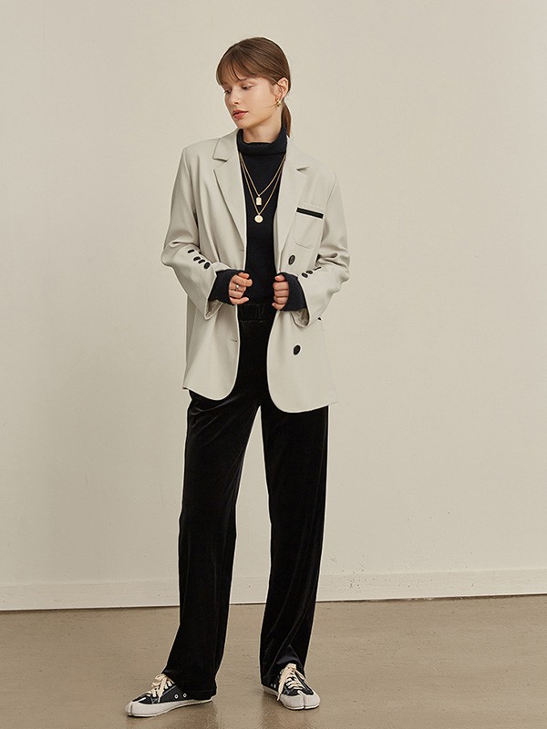 CIRCLOFY2022秋冬季黑色阔腿裤