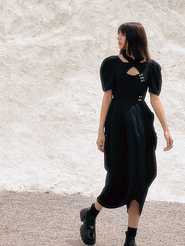 C’ESTLILITH女装2023春夏季黑色连衣裙